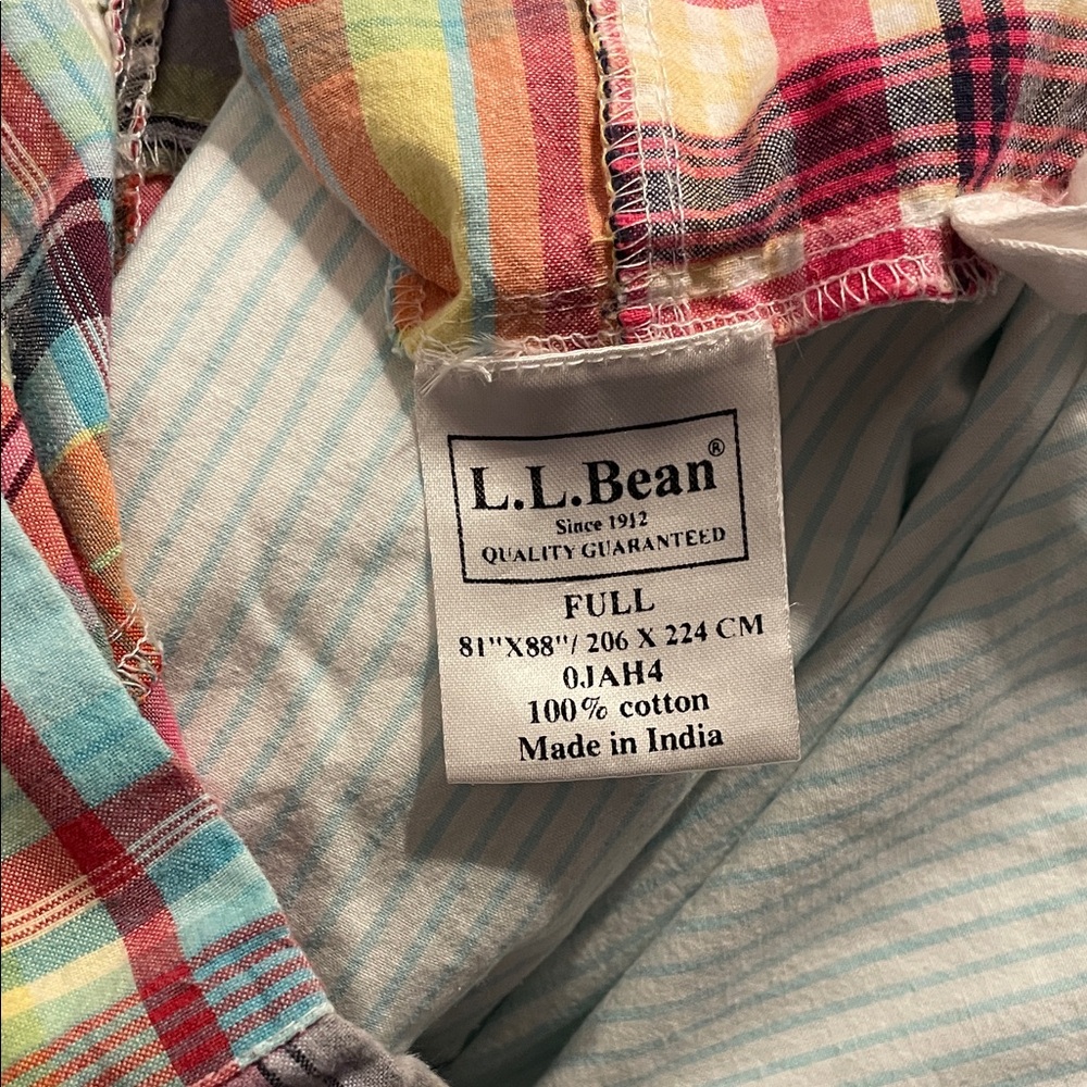 LL Bean Patchwork Duvet Cover and 2 pillow shams-Bright Madras-Inspired Cotton - Picture 4 of 8